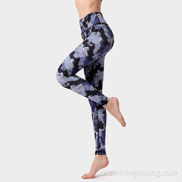 Pantaloni imprimați pentru alergare cu ciclism yoga